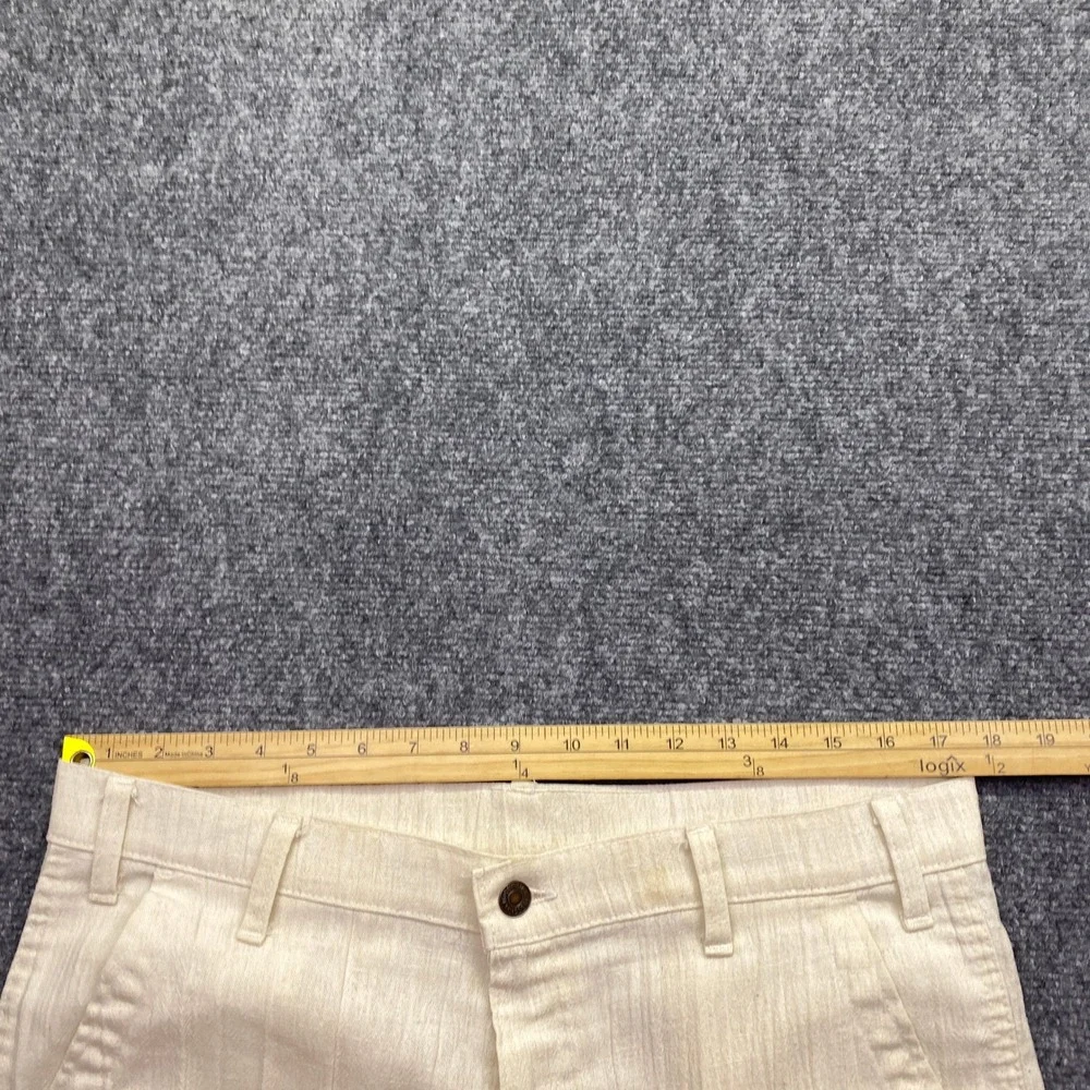 VTG Levis Off White Textured Flare Pants Talon 42 Zipper White Tab Sz 34 70s'